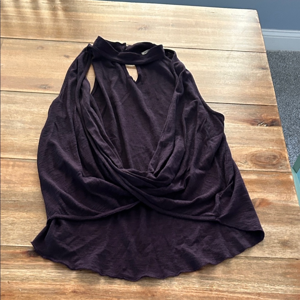 Silence + Noise Deep Purple Drape Blouse